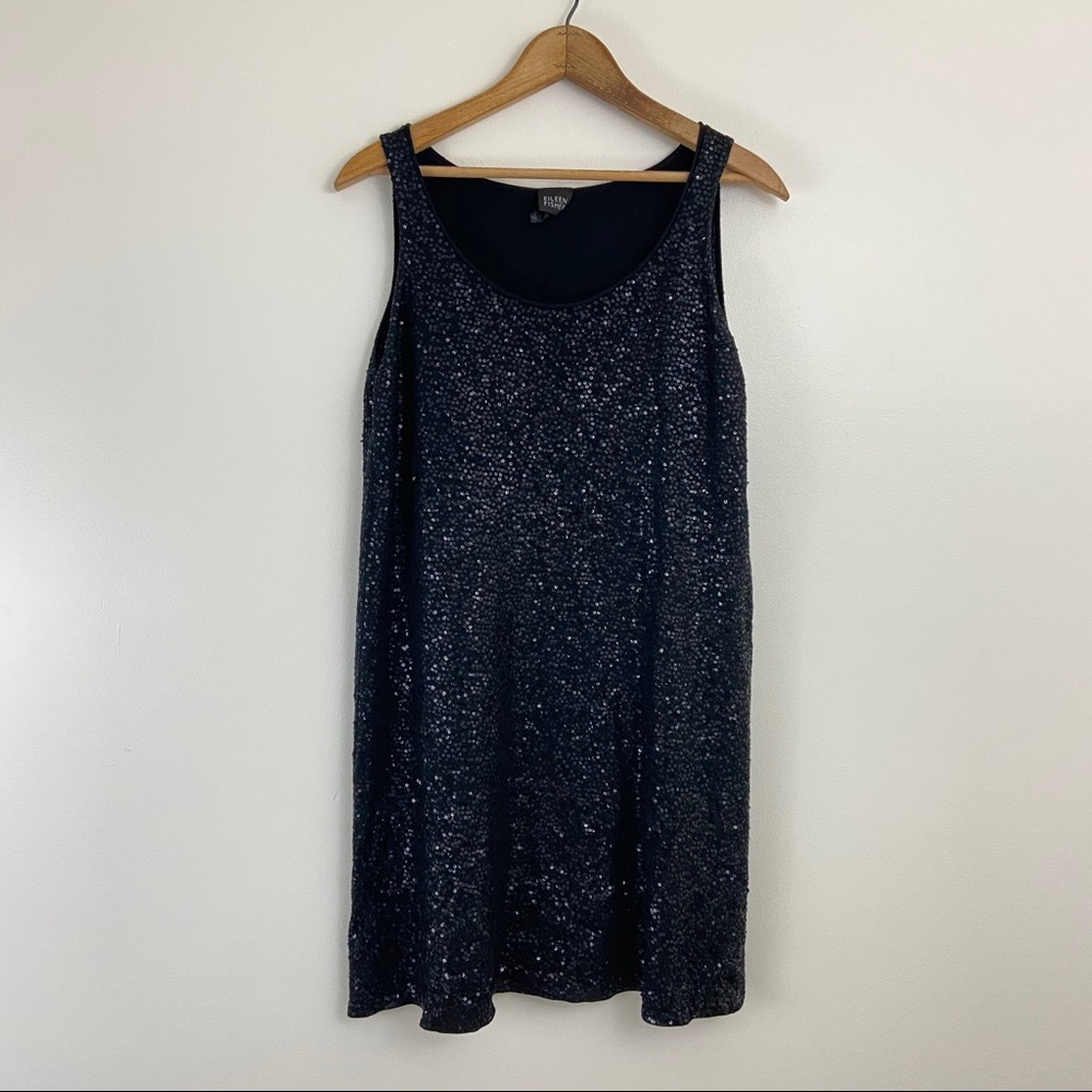 Eileen fisher silk blend knit micro sequin tunic